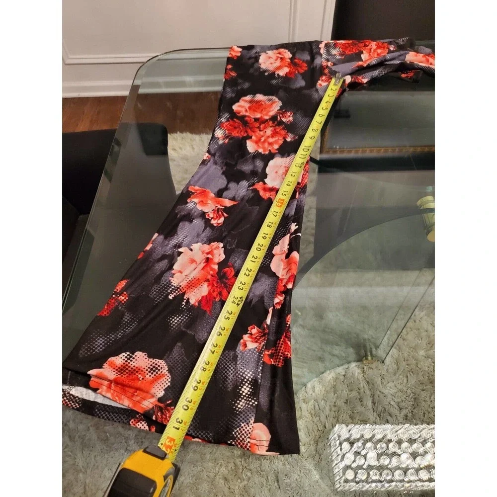 No Boundaries Women's Black Floral Polyester Mid Rise Pull On Trouser Pant 3XL - Picture 8 of 9